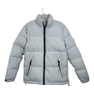 Zara DNWR Puffer Coat Womens Sz Small Gray Winter Ski Jacket Pockets Full Zip